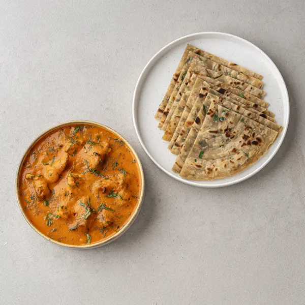 Butter Chicken Masala With Methi Lachha Paratha